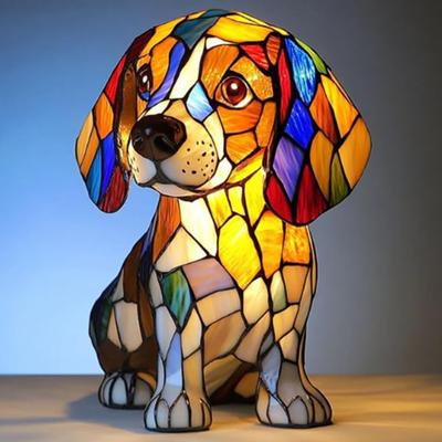 Lampe de Bureau Yousheng Corgi Rétro Résine Teintée Veilleuse Lampe de Table LED à Thème Chien pour Décoration de Maison Table de Chevet Cadeau pour Amoureux des Chiens