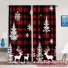 2pcs,Curtains Buffalo Plaid Deer Snowflakes Popular Fashionable Curtains Durable 100% Polyester Fabric Curtains Versatile All