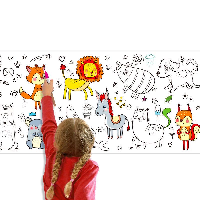 Children's Roll of Coloring Paper: DIY Doodle & Paint Scroll for Kids, Cuttable Wall-Safe Art for Kindergarten