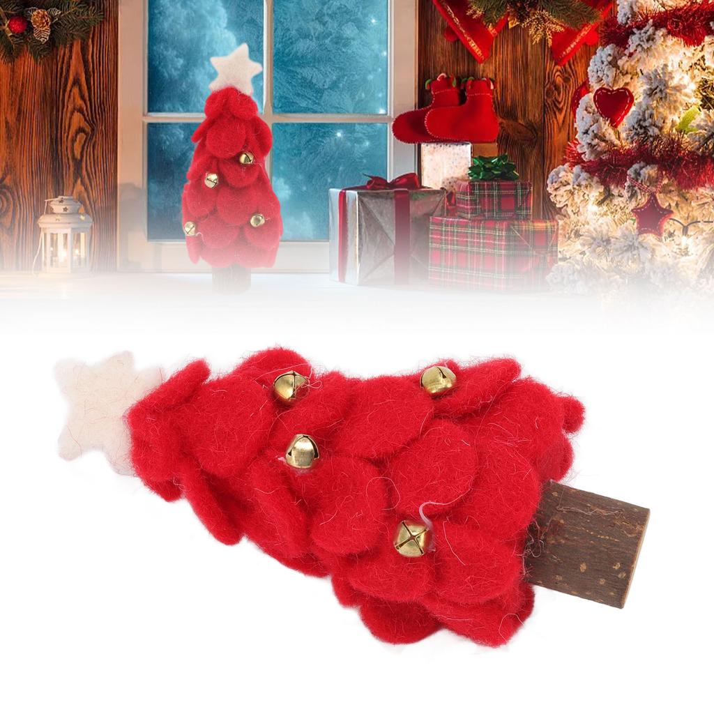 Wool Felt Christmas Tree Wood Small Christmas Tree Decorations for Home Display Window Red