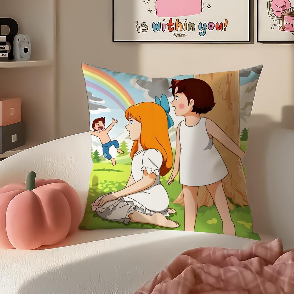 Cartoon HHeidi Girl of the Alps Cushion Cover Pillowcase Short Plush Invisible zipper Room Sofa Cushion Cover