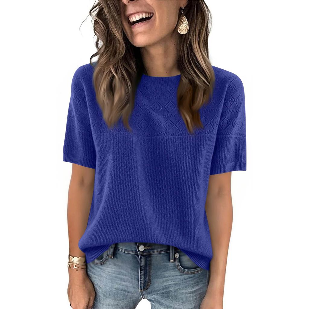 Women's Fashion Casual Round Neck Short Sleeve Shirt
