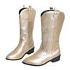 Fashion Gold Mid-calf Boots Women Silver Pointed Western Cowboy Boots Retro Fashion Black Boot Plus Size 36-43 WomenBoots 2025