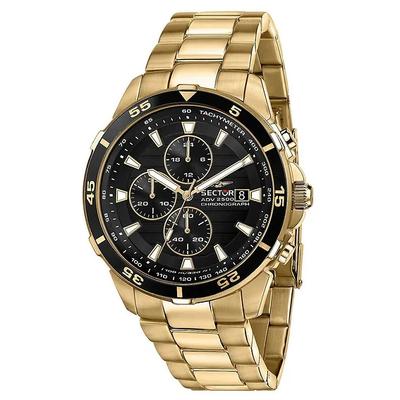 ADV2500 Chronograph Goldfarbenes Edelstahl Schwarzes Zifferblatt Quarz R3273643008 100M Herrenuhr