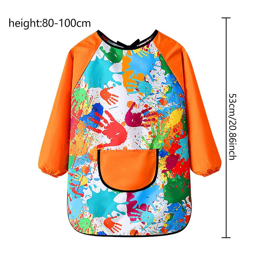Kids Boys Girls Art Painting Waterproof Drawing Crafts Kindergarten Coat Long Sleeved Apron Feeding Smock For Children Aprons