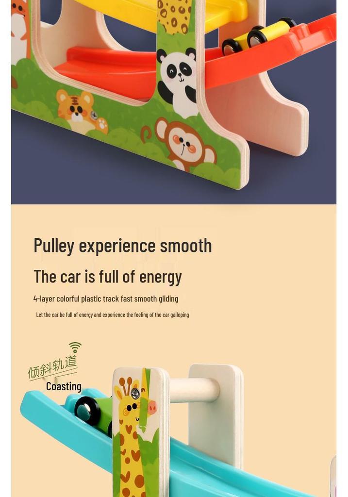 Wooden Racing Track Glider: Fun Educational Hand-Pushed Gravity Car Toy