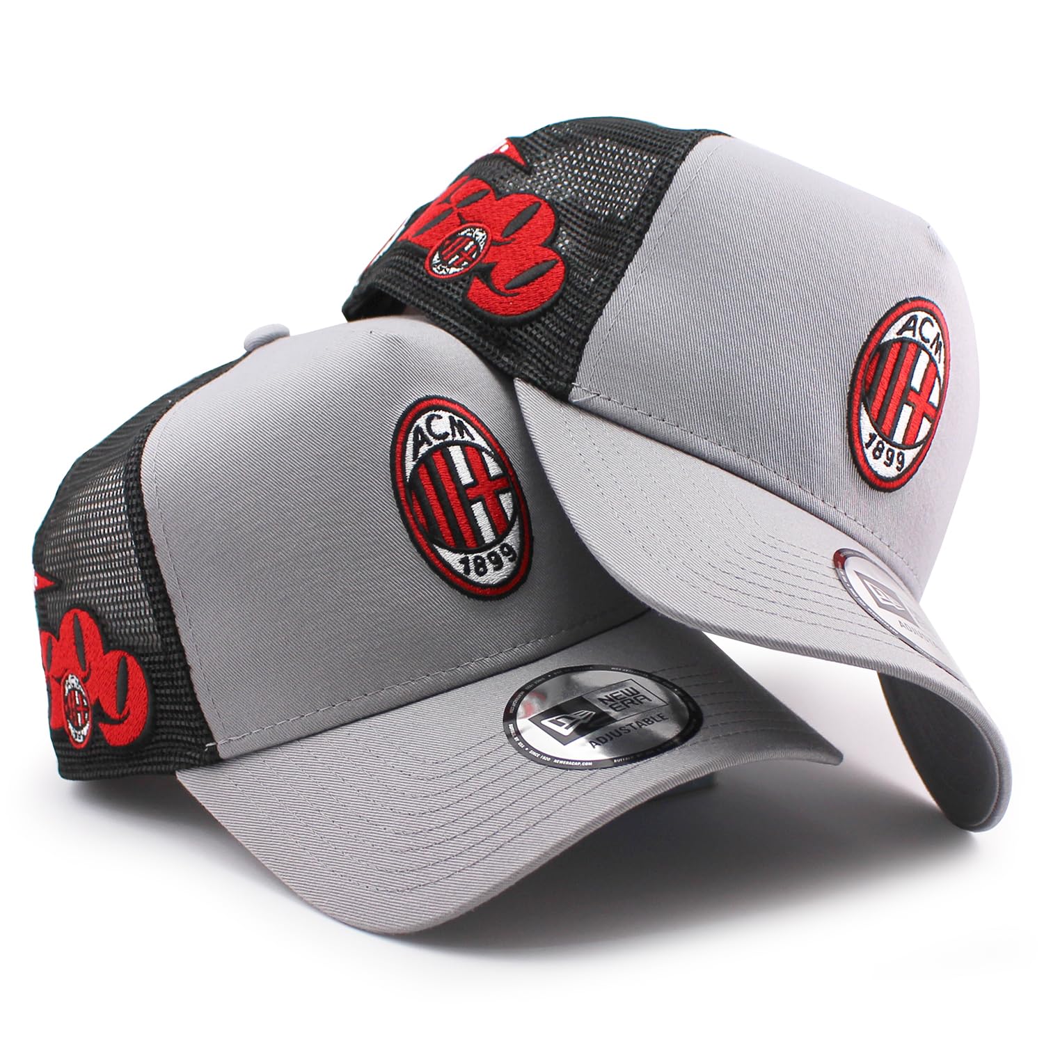 

New Era AC Milan ПАТЧ SERIA A ТРАКЕРНА СІТЧАСТА КЕПКА СІРИЙ ЧОРНИЙ AC MILAN SNAPBACK 940 Serie A Тракерна кепка E-FRAME [Вживана] сірий колір