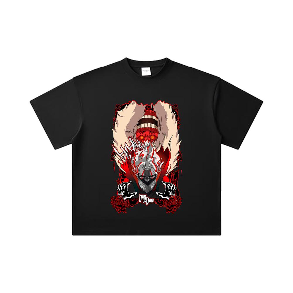 260 GSM Double Yarn 32 Count 100% Cotton Dandadan V34 Okarun Turbo Print Unisex Heavy Cotton T Shirt