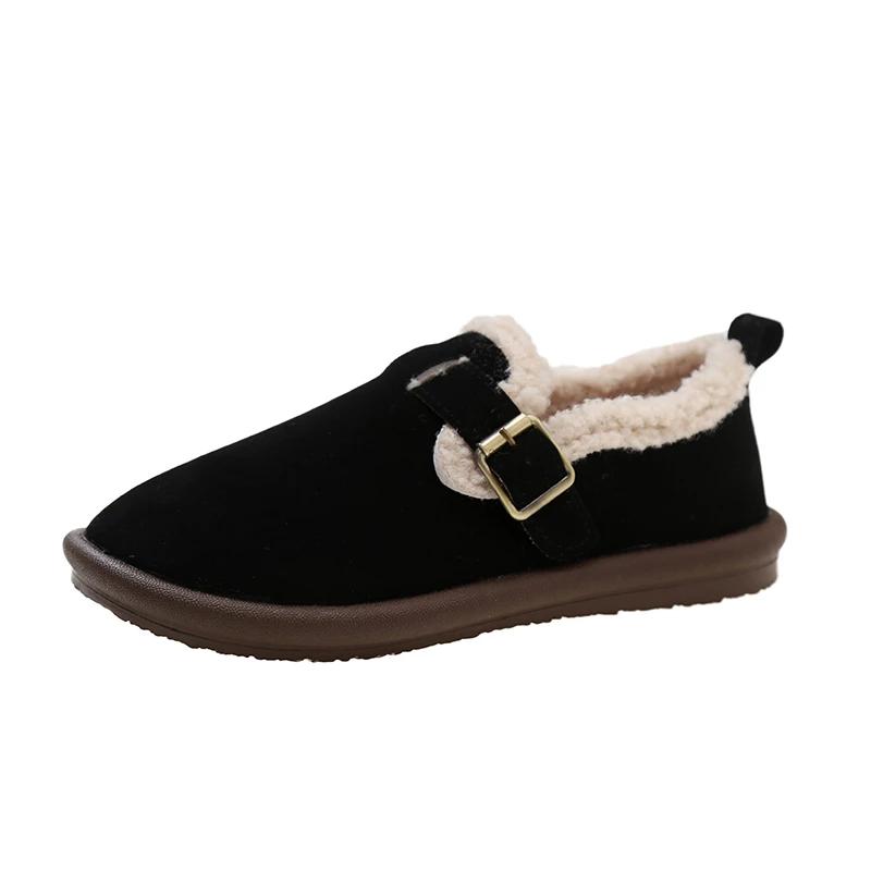 

Fashion Shallow Mouth Casual Woman Shoe Female Footwear Round Toe Loafers Fur All-Match Autumn Dress New Moccasin Fall Winter Rubber PU 35 чёрный