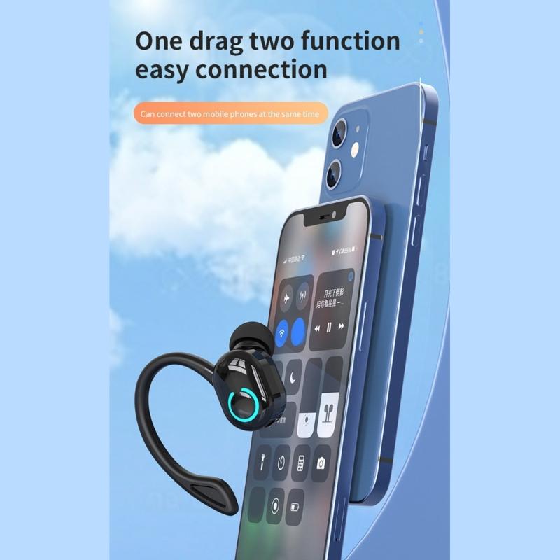 Wireless Earbuds with Earhooks Bluetooth-compatible Single Earphone Business Headphone Over Ear Buds Long Battery Life