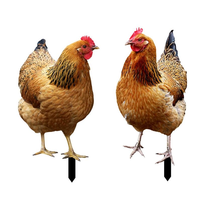 Chicken Garden Stakes Acrylic Yard Signs Outdoor Sculpture Statue Potted Plant Ornaments Garden Insert Yard Lawn Decor
