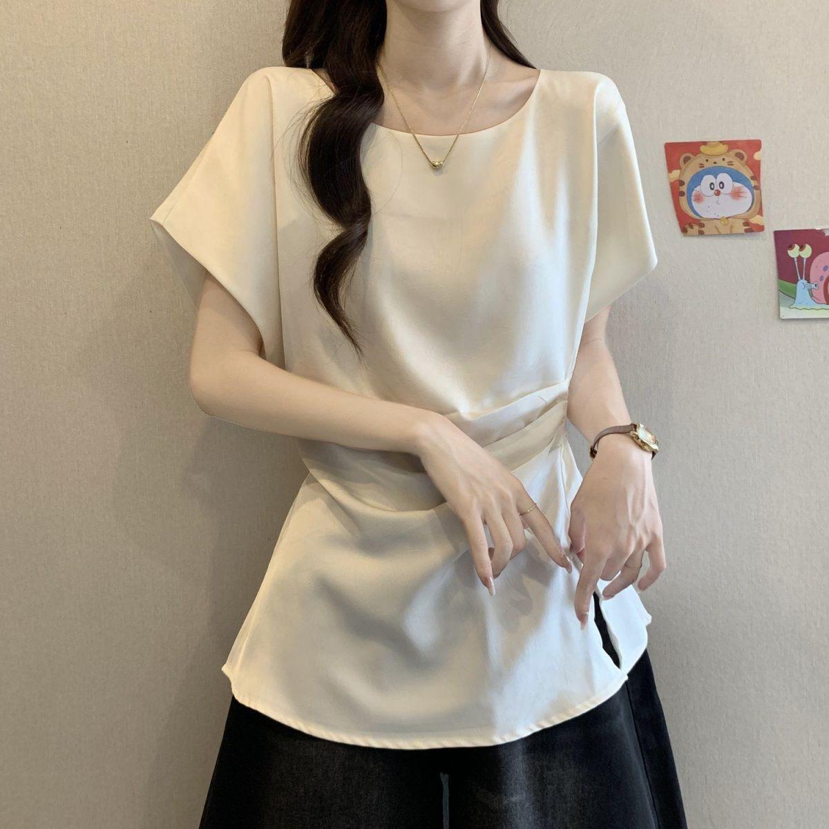 Plus Size Flutter Sleeve Slimming Summer Top - Women s Trendy Loose Fit 4XL (for 181-200 jin) абрикосовый