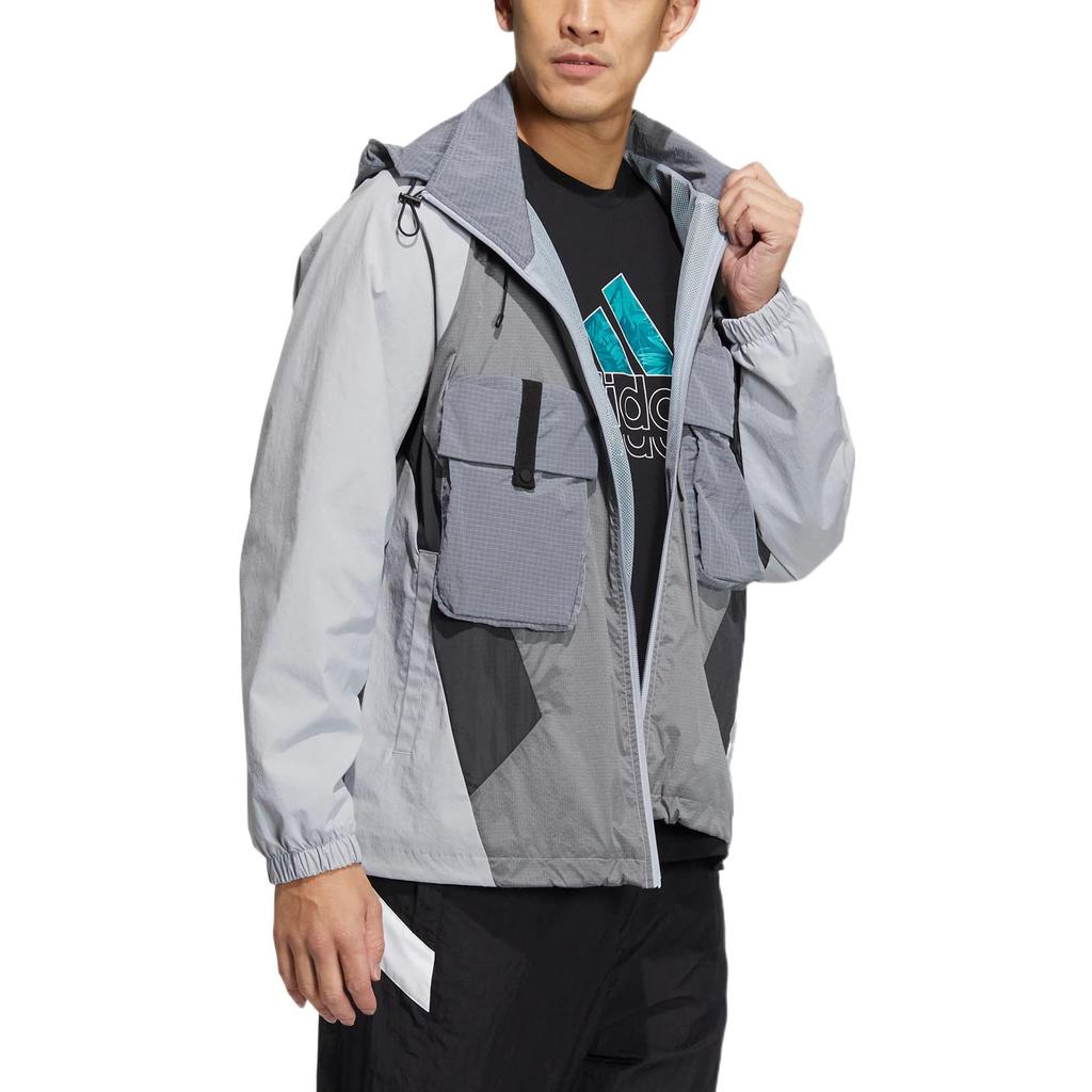 Adidas Energy Wave Jacket With Multiple Pockets And Zippered Hood Men Jackets Light-Silver HR4444
