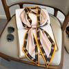 Long small silk scarf women's spring, autumn and summer black neck protection scarf with shirt streamer ribbon belt thin scarf