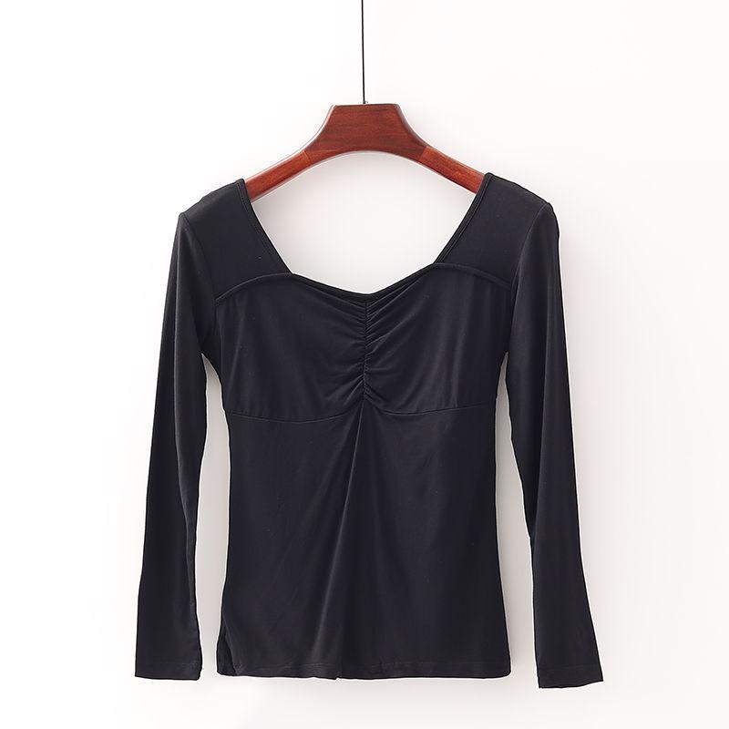 

[Поклонник] Скидка на бренд торгового центра Женская футболка с круглым вырезом и высокой эластичностью на подкладке, жилет для йоги, танцев, с длинными рукавами 4y140 Black 2XL/175