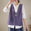Round Neck Knitted Vest Women Spring Casual Sleeveless Wide Loose Adults