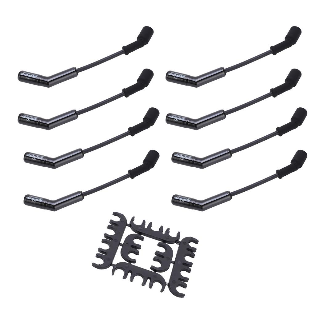 Spark Plug Wire Set 8mm Dia 500Ohmsft Black Stainless Steel Plug 9070CK Replacement for GM LS