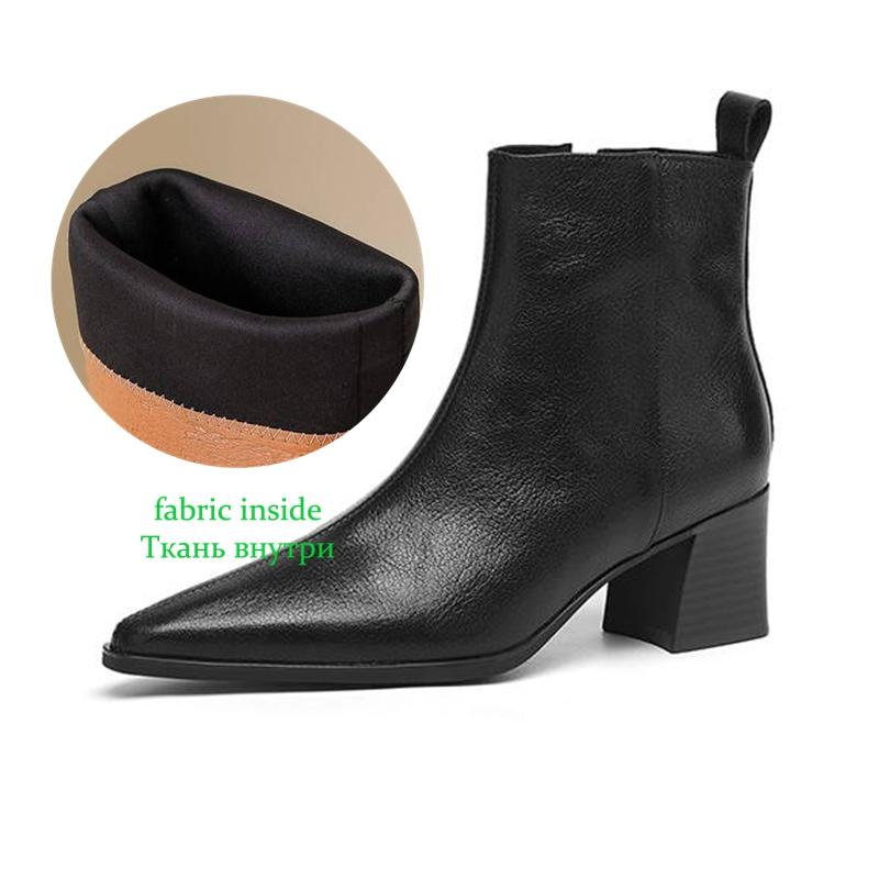 Krazing Pot Zimní kožené kozačky na středním podpatku se špičatou špičkou Chelsea pro ženy, elegantní dámské kotníkové boty na zip