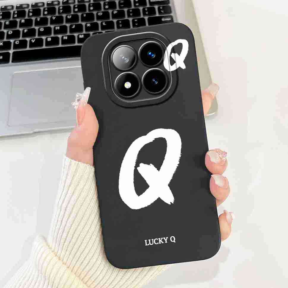 For Xiaomi Redmi Note 14 Pro+ 5G Case Black Lucky Letter A-Z Soft Silicone Cover For Redmi Note 14Pro Plus 5G 6.67" Phone Cases