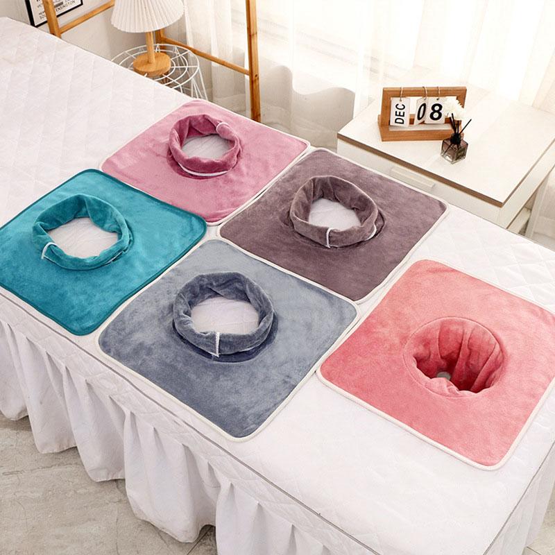 3 Pcs Thickened Beauty SPA Massage Table Planking Face Towel With Hole Bed Bandana Beauty Salon Bed Head Towel