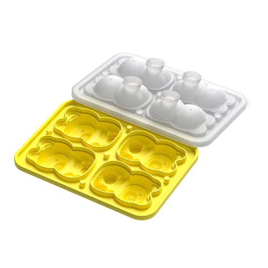 Bärenförmige Silikon-Eiswürfelform mit Deckel Lebensmittelqualität Leicht zu lösende Form Auslaufsicher Stapelbarer Eiswürfelbereiter Unverzichtbar für die Hausbar