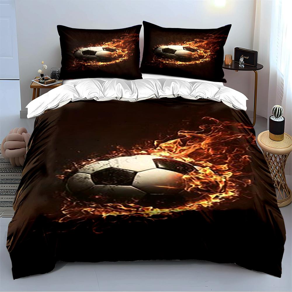 Fiery Soccer Ball Bedding Bedding set (1 duvet cover, 2 pillowcases, duvet not included)