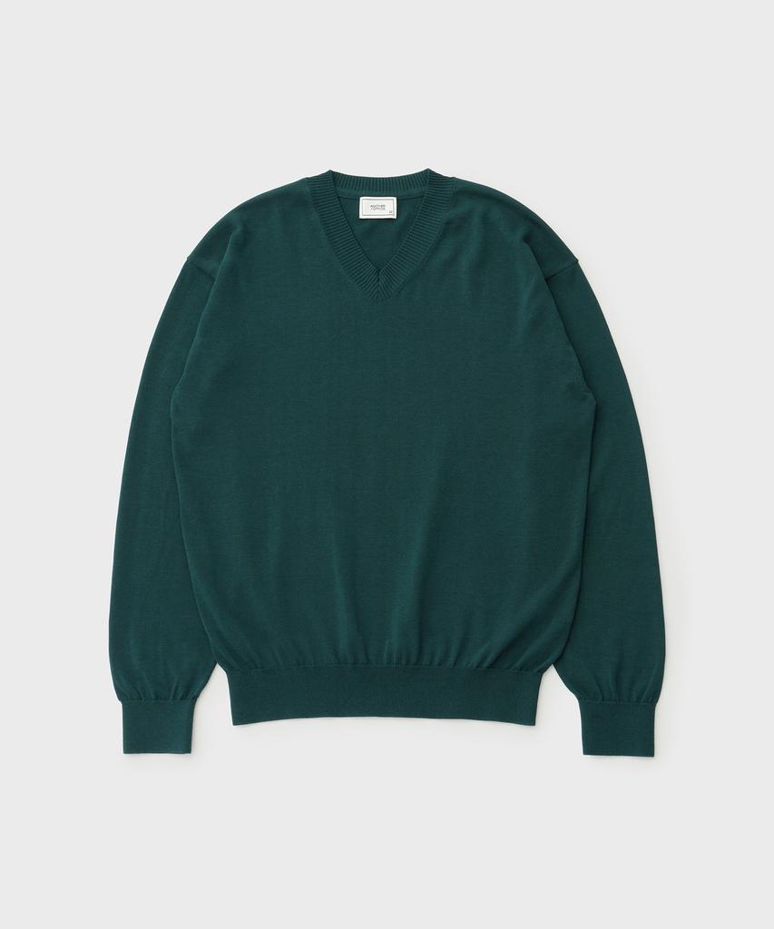 ANOTHER OFFICE Current Silk V-Neck Knit (Forest)