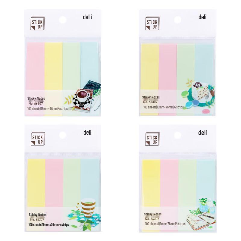 Deli 4-Color Strip Sticky Notes