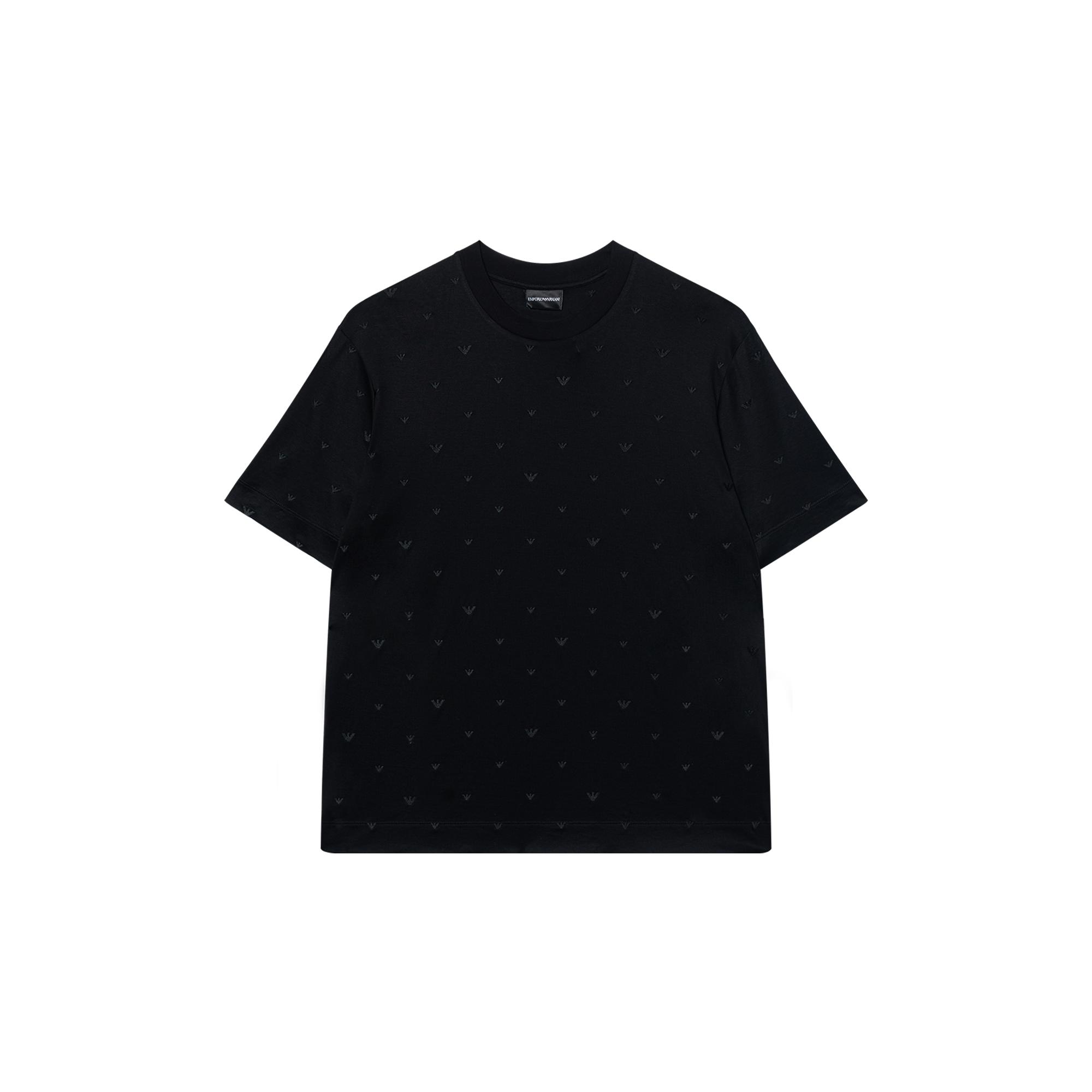 

Emporio Armani Ss25 Full Eagle Logo Embroidered Short Sleeve T-Shirt Men Tops Black EM001400-AF10017-FC185 S