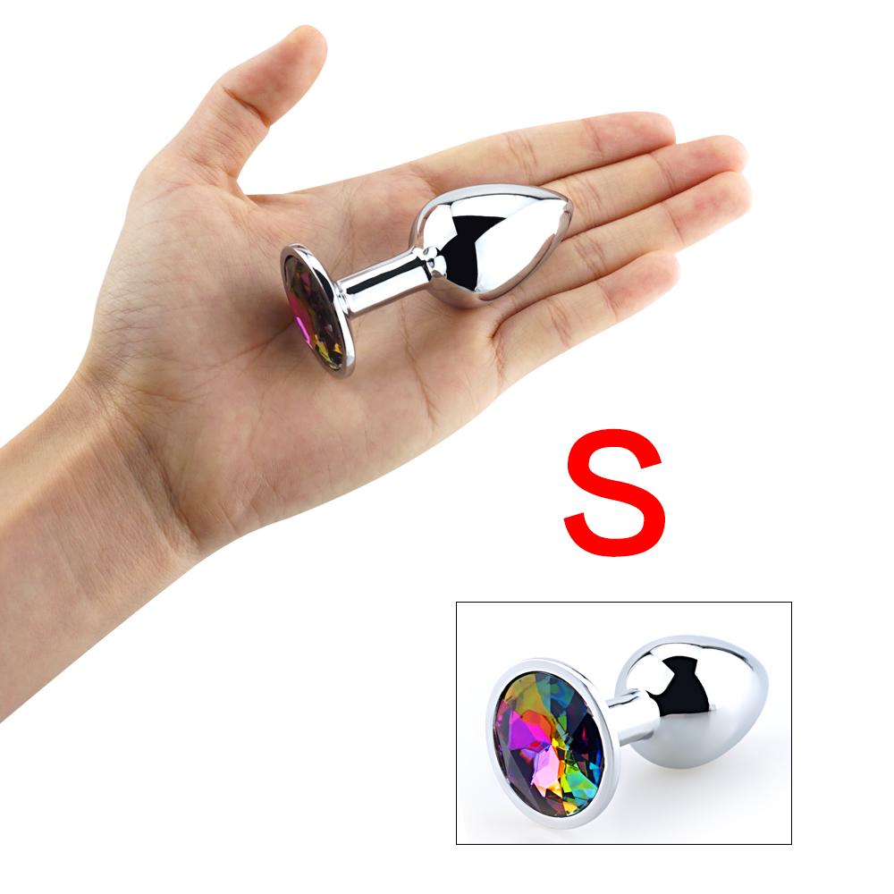 1pcs Smooth Metal Anal Plug, Buttplug, Stainless Steel+Crystal Jewelry Anal Sex Toys for Women Men