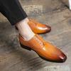Fashion Fashion Woven Design Oxford Shoes Business Pointed Formal Leather Shoes Brogue Lace Up Moccasin Brown Black Wedding Shoes