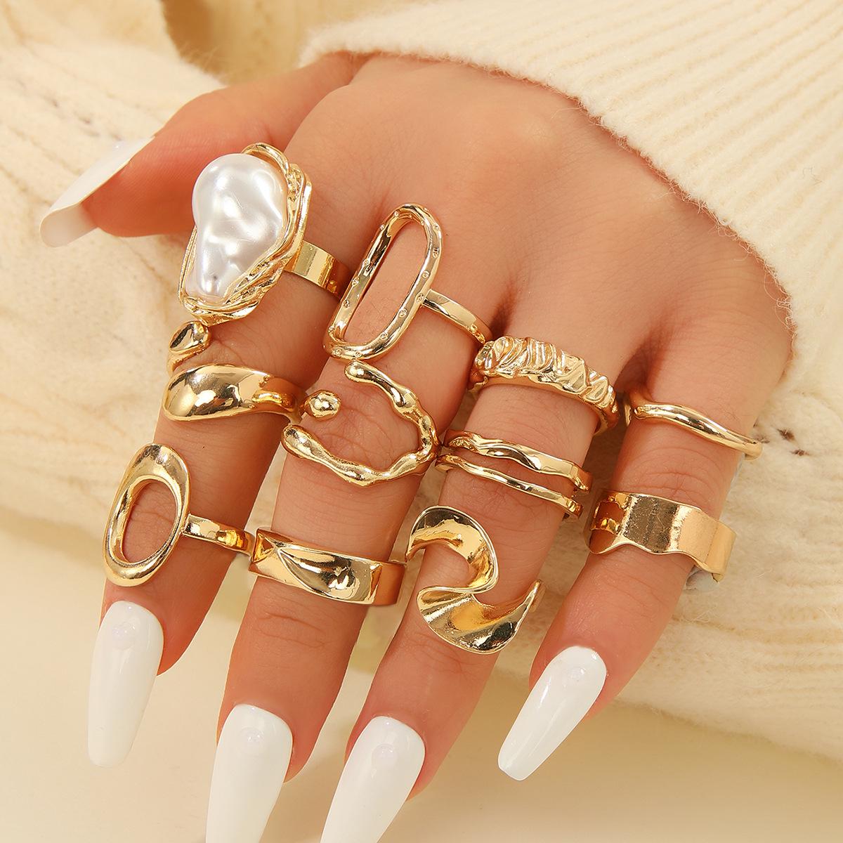 

Unisex Wide Band Pearl Ring - Personalized Light Luxury Jewelry for Index Finger золотой