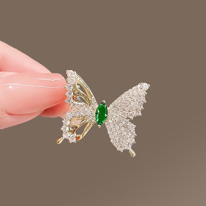 Smart Flash Diamond Butterfly Brooch High-end Female Cute Corsage Versatile Anti-light Buckle Temperament Pin Exquisite Accessories