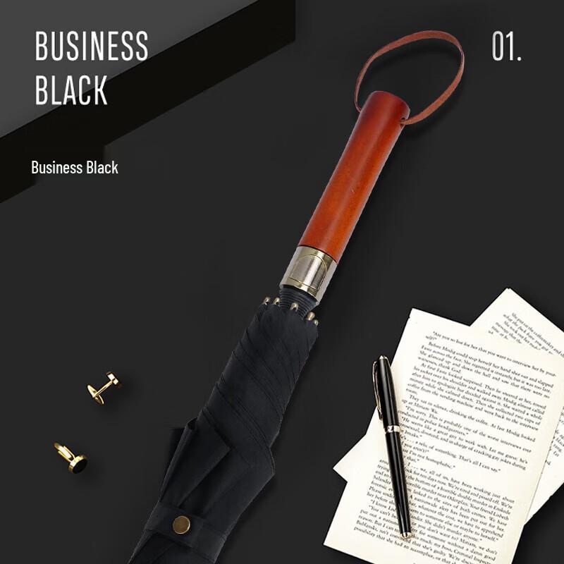 Red Leaf Retro Semi-Automatic Straight Umbrella