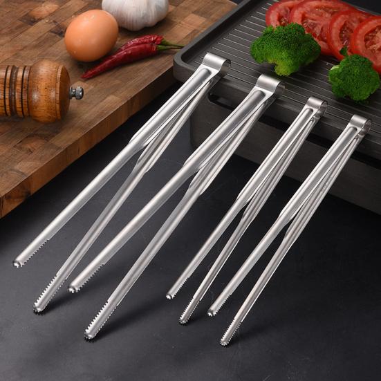 Kitchen Cooking Tongs Stainless Steel Kitchen Tweezer Tong with Precision Serrated Non-Slip Tips for Frying Plating