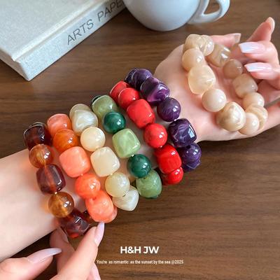 Acryl Unregelmäßiges Geometrisches Perlenarmband - Europäischer & Amerikanischer Stil Handkette mit Einzigartigem Designgefühl