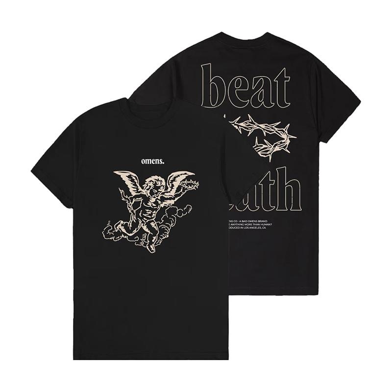 

Bad Omen Band Metal Nu Rock American Retro Casual Loose Print Mens and Womens Short Sleeve TShirt M