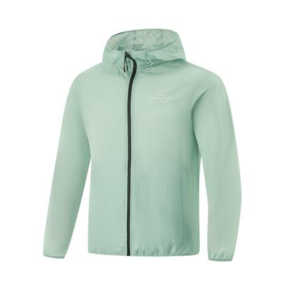 Li Ning visapusiško treniruočių serijos ledo šilko vėsinančio komforto sportinė vėjui ir saulės apsaugos striukė vyriška striukė pilkai-žalia AFDV449-10