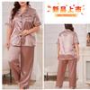 Ice silk nightdress summer new simple loungewear sexy silk cardigan nightgown women's pajamas set