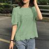ZANZEA Women Casual Crew Neck Short Sleeve Embroidery Lace Blouse