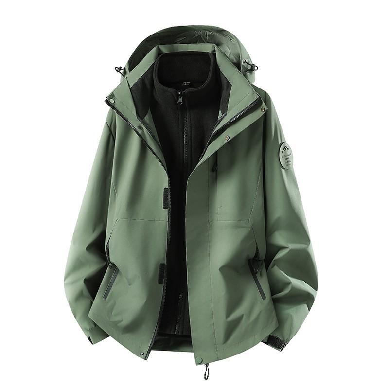 Men Women 3-in-1 Waterproof Windproof Hiking Jacket With Removable Down Liner Outdoor Trekking Camping Winter
