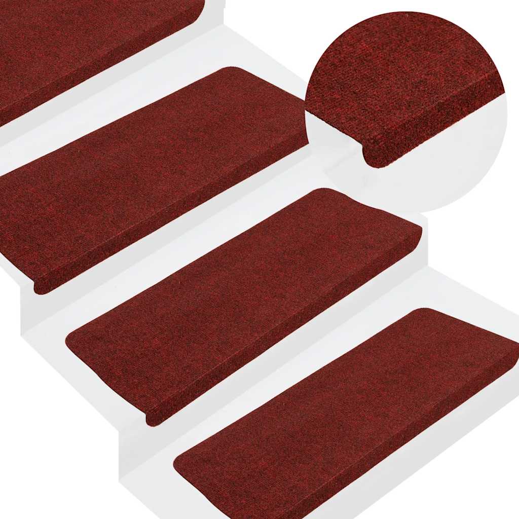 Adhesive Stair Mats 15 pcs 65 x 24.5 x 3.5 cm Red
