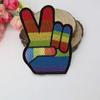 2Pcs Rainbow Peace Sign Hand Victory & LGBT Pride Peace Fingers Embroidered Patch Iron On Applique