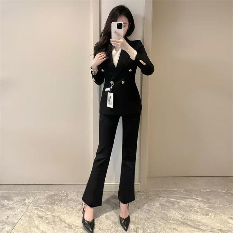 Women's Non-Iron Professional Suit Set – Ideal for College Interviews, Formal Wear, and Commutes. Two-Piece High-End Set for Spring and Autumn.