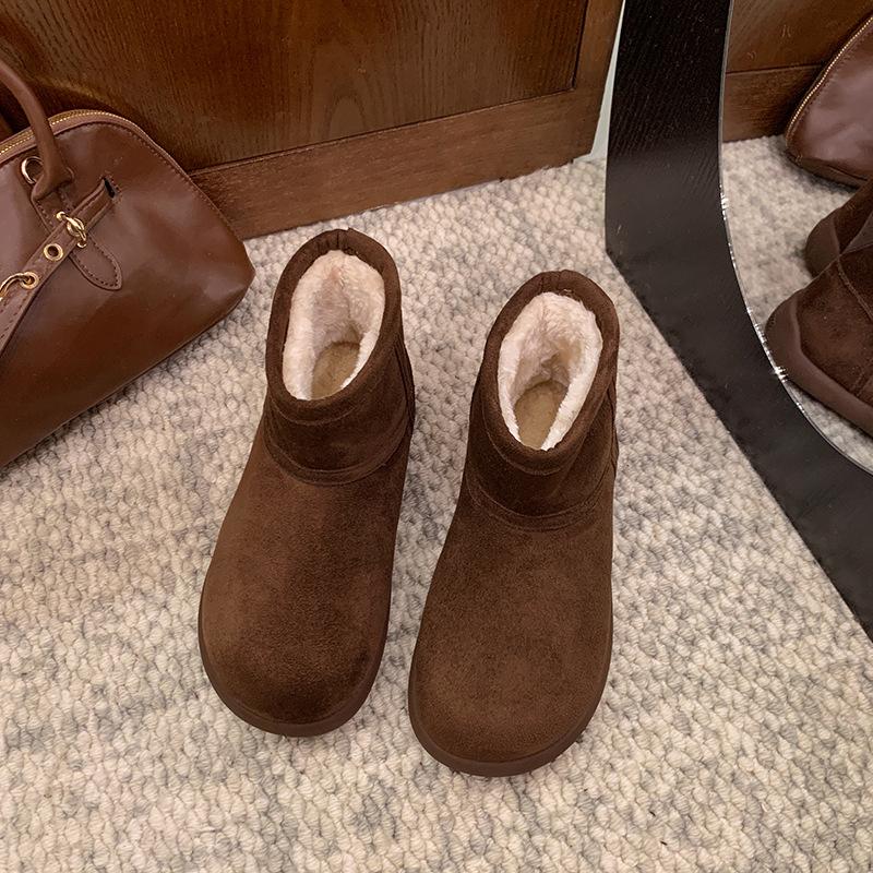 Women's Thick Bottom Short Winter Lightweight Warm Fur Integrated Plush Snow Boots Non-slip Wear Casual Sports Cotton Boots