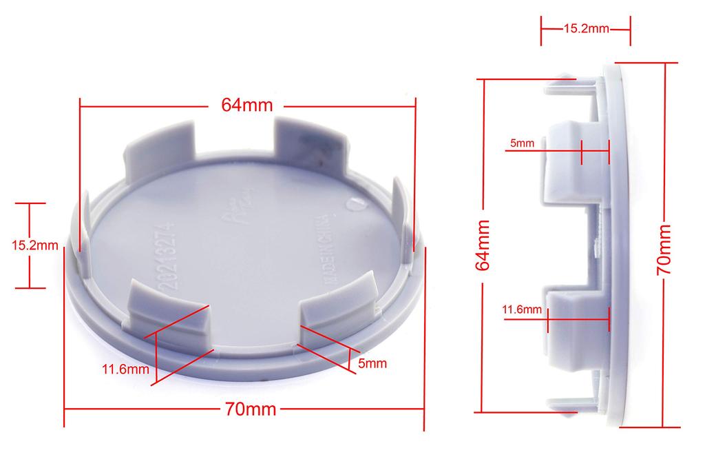 Wheel Center Caps 70mm 64mm 4pcs Gray DIY Wheel Cover