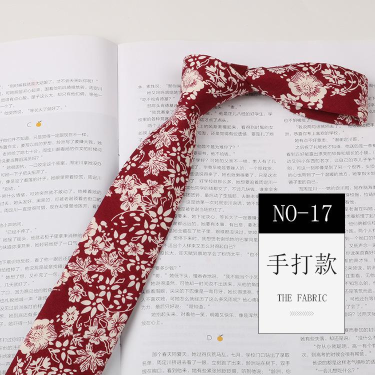 Floral Tie Men'S Patterned Cotton Shirt Macaron Printed Narrow Edition 6Cm Hand Tie Korean Casual Women'S Tie