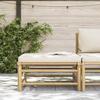 Garden Footstool with Cushion Cream White Bamboo