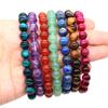 Natural Stone Bracelet Healing Crystal Amethyst Quartz Agate Round Loose Bead Elastic Stretch Bangle For Women Men Jewelry Gifts