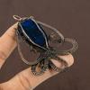 Octopus Blue Labradorite Handmade Copper Wire Wrap Pendant 3.35" D1G72